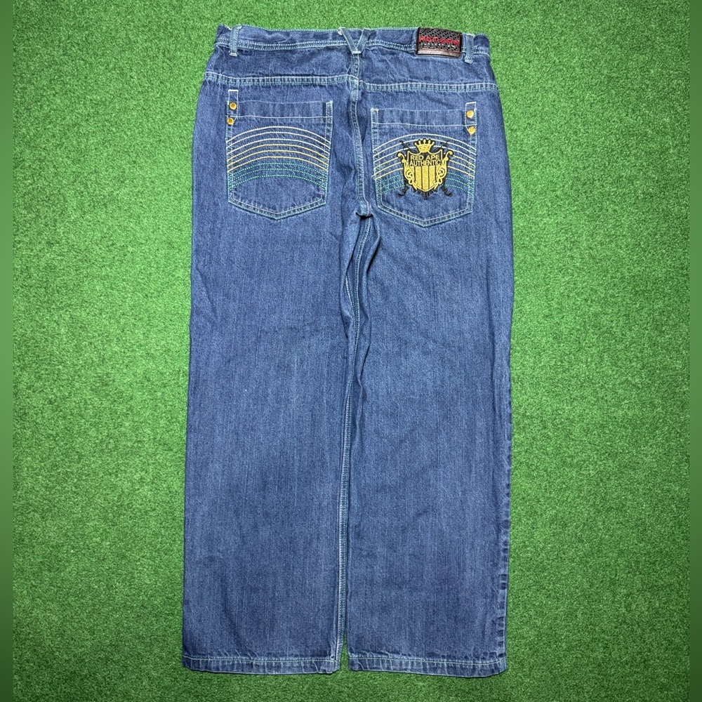 Vintage 90s Baggy Red Ape Baggy Hip Hop Embroidered Wide Leg 38x32 Jeans